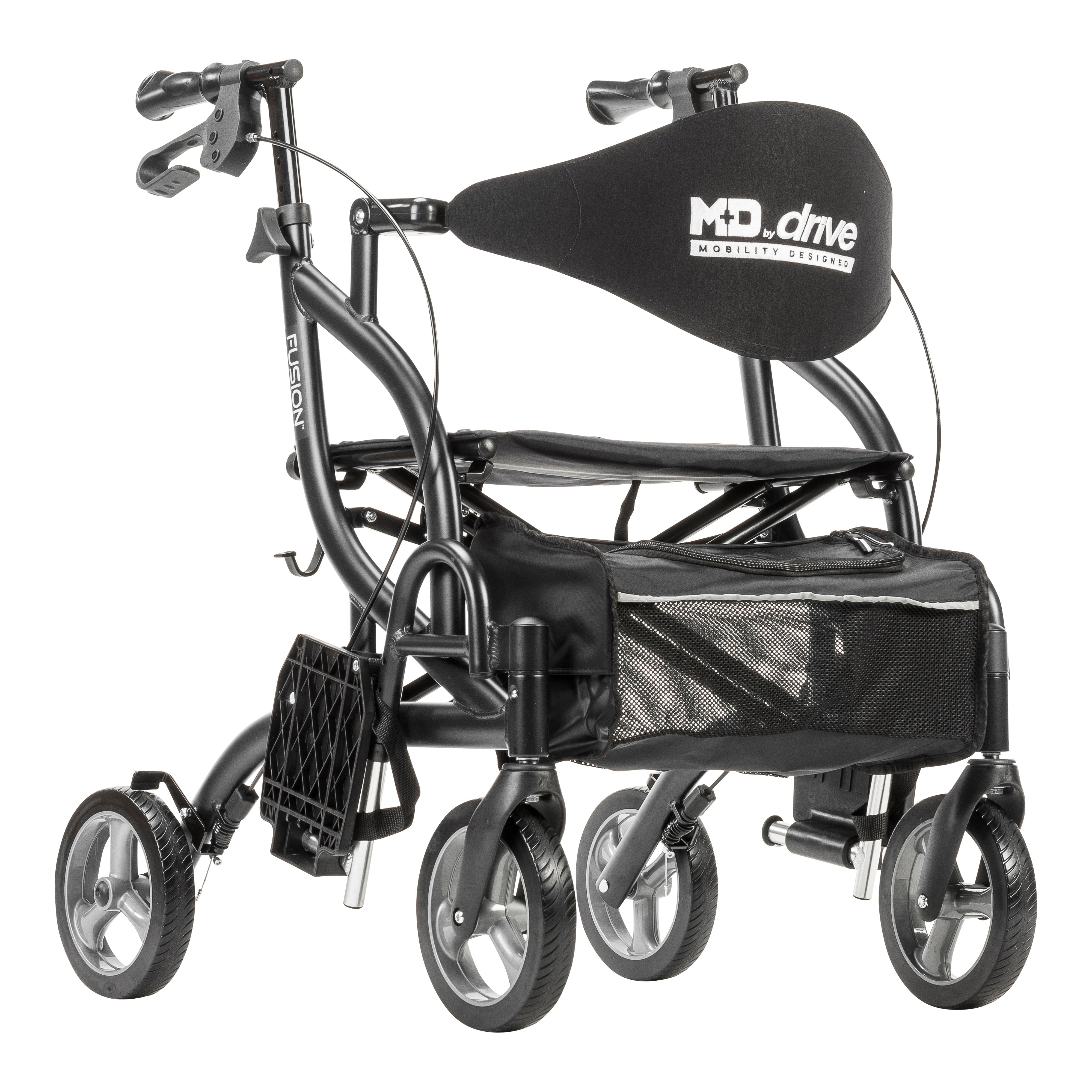 MD by Drive Fusion 2 in 1 Rollator/Transport Chair – Drive At Home