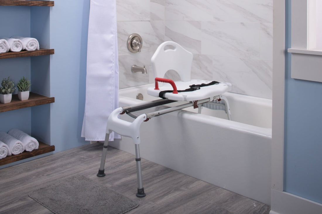Sliding, swiveling, and rolling bath seats compared for safer shower and tub transfers