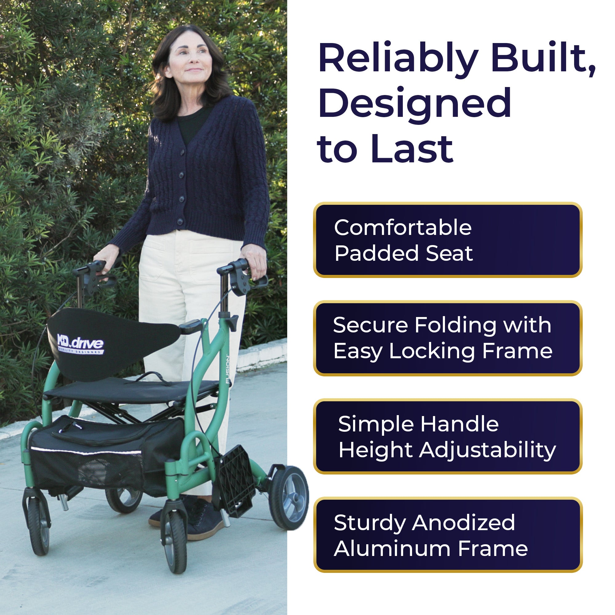 MD by Drive Fusion 2 in 1 Rollator/Transport Chair – Drive At Home