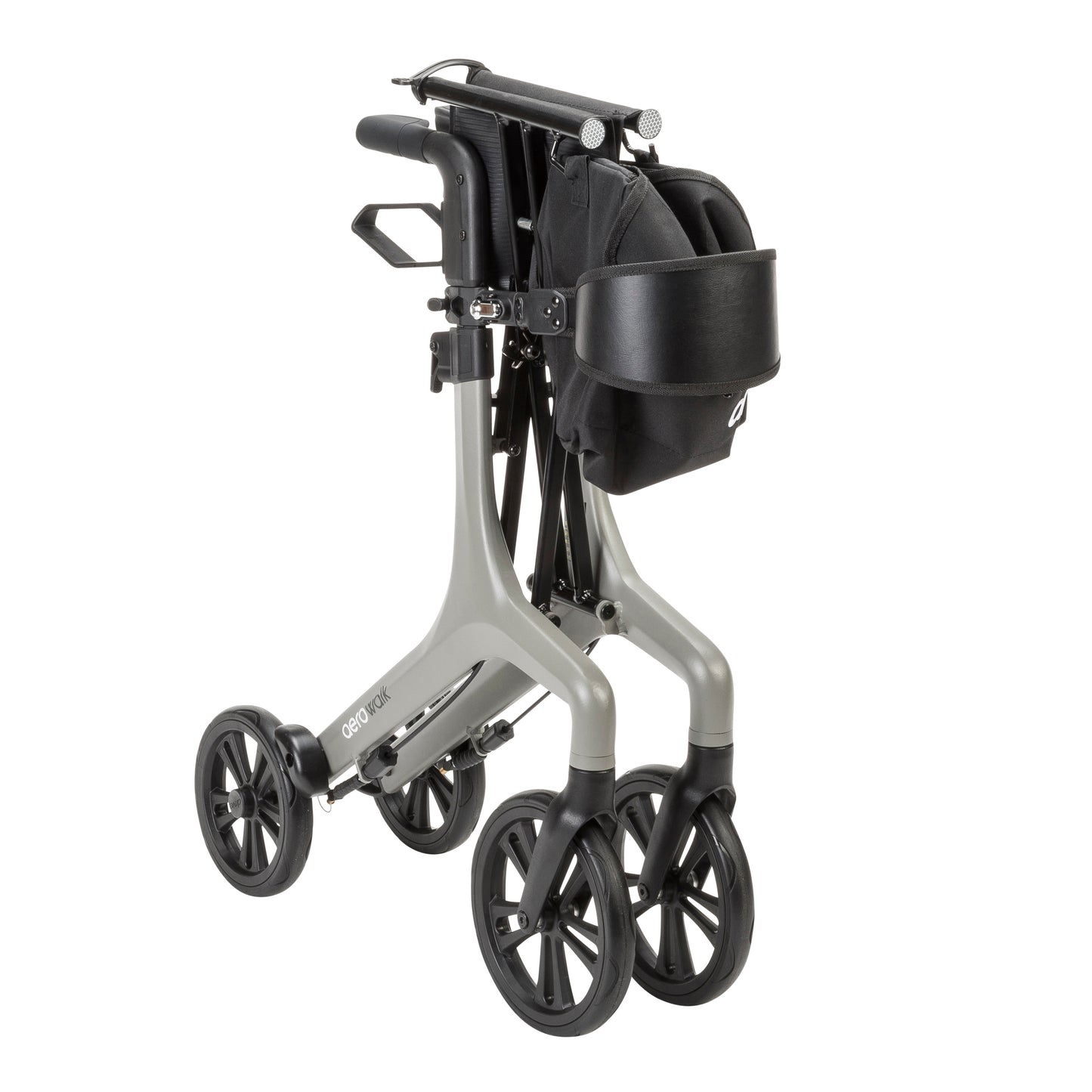 AeroWalk rollator in gray - front bag