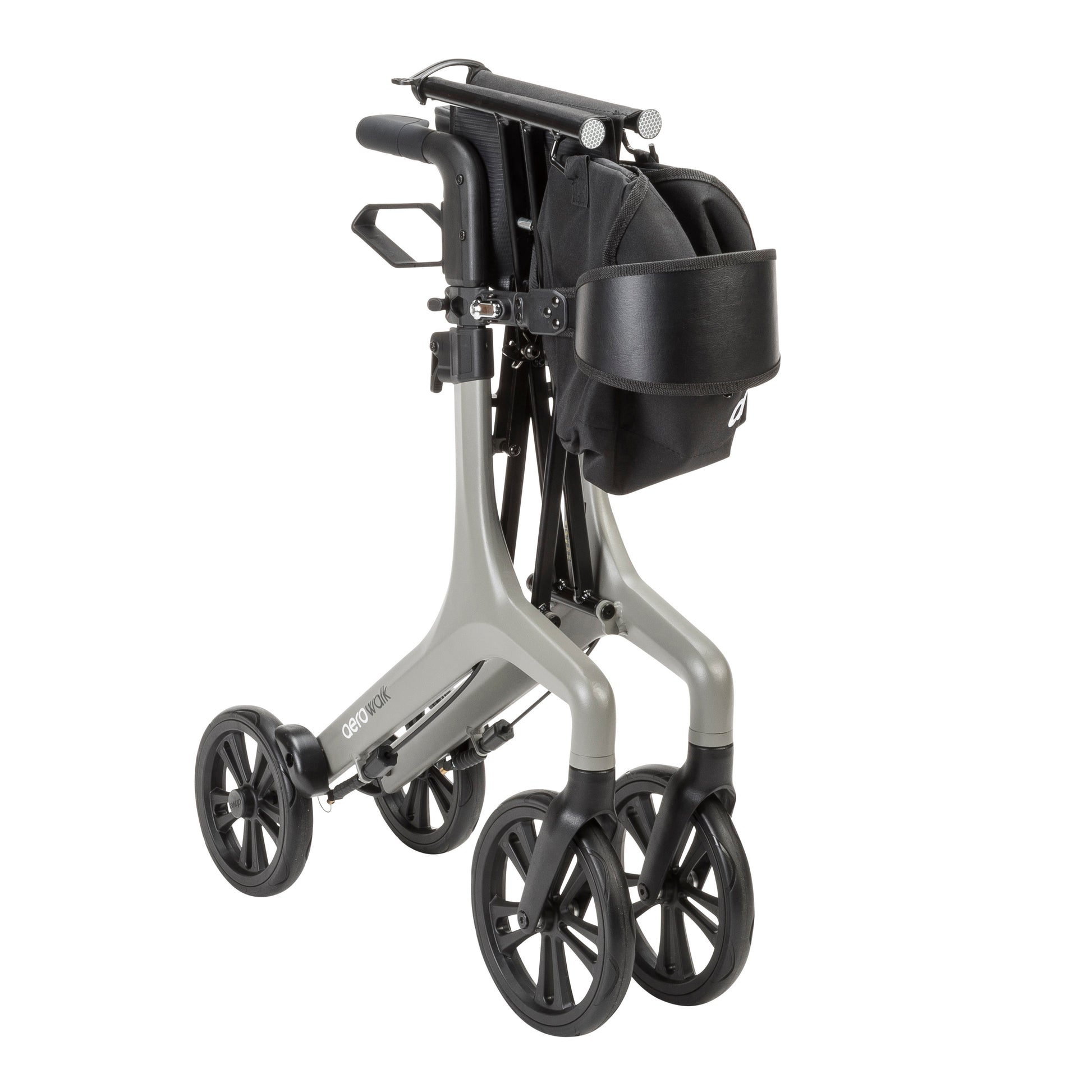 AeroWalk rollator in gray - front bag